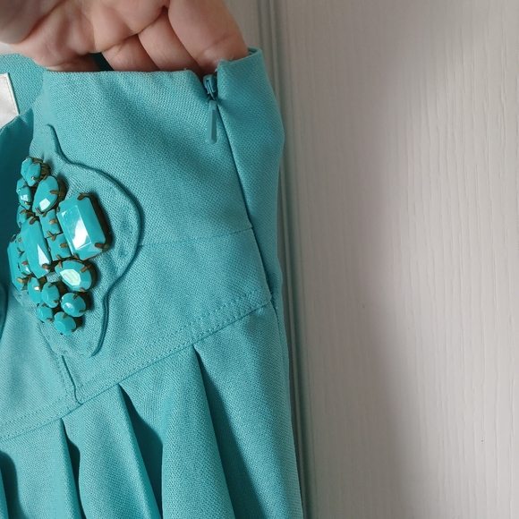 KARTA Turquoise Mini Cocktail Dress Baby Doll Sz M - Picture 7 of 15